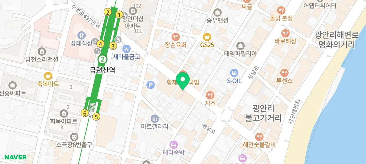 청화백돼지국밥 광안리본점 지도