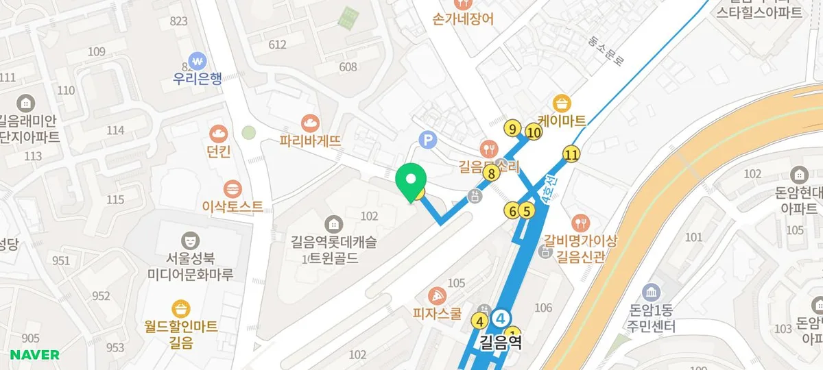 길음아산척신경외과의원 지도