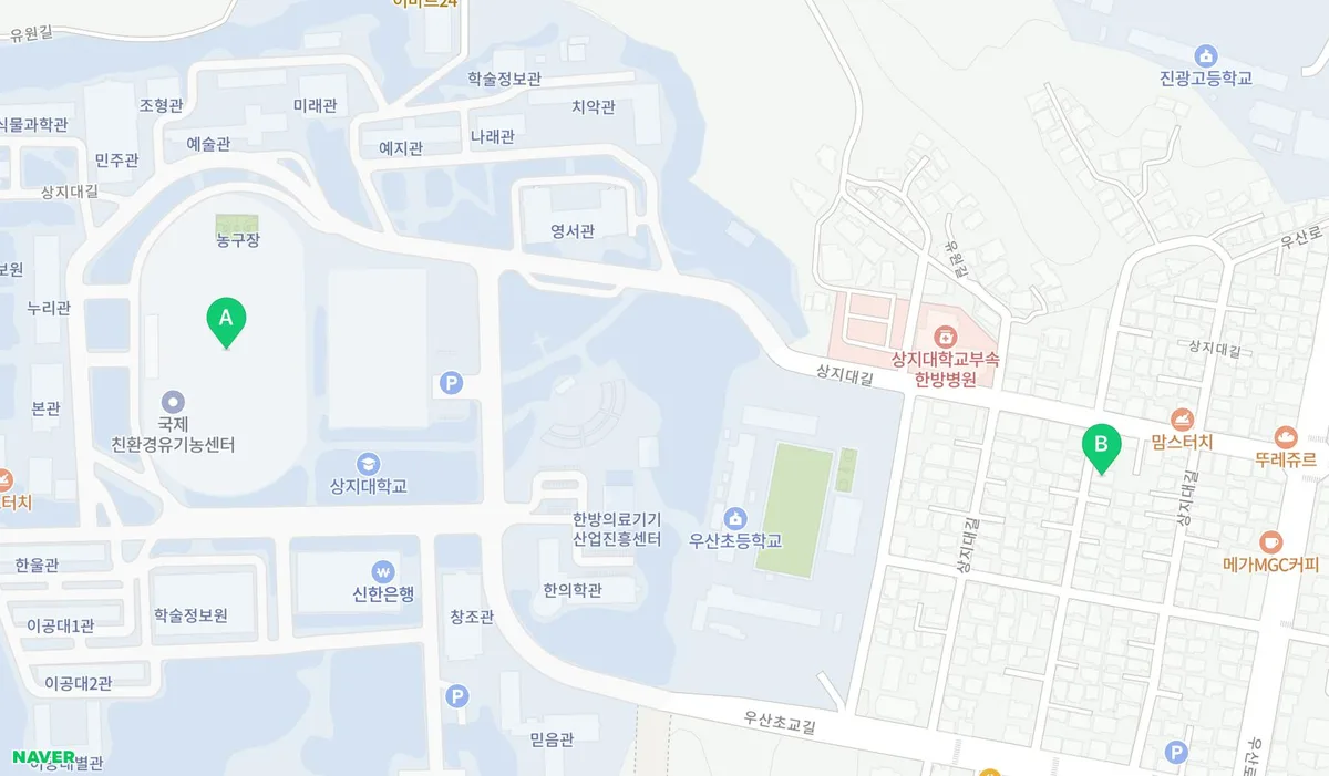 상지대학교주운동장 지도